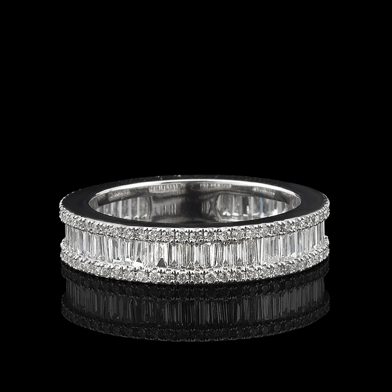 1.35 Karat F Renk Pırlanta Baget Tamtur Yüzük