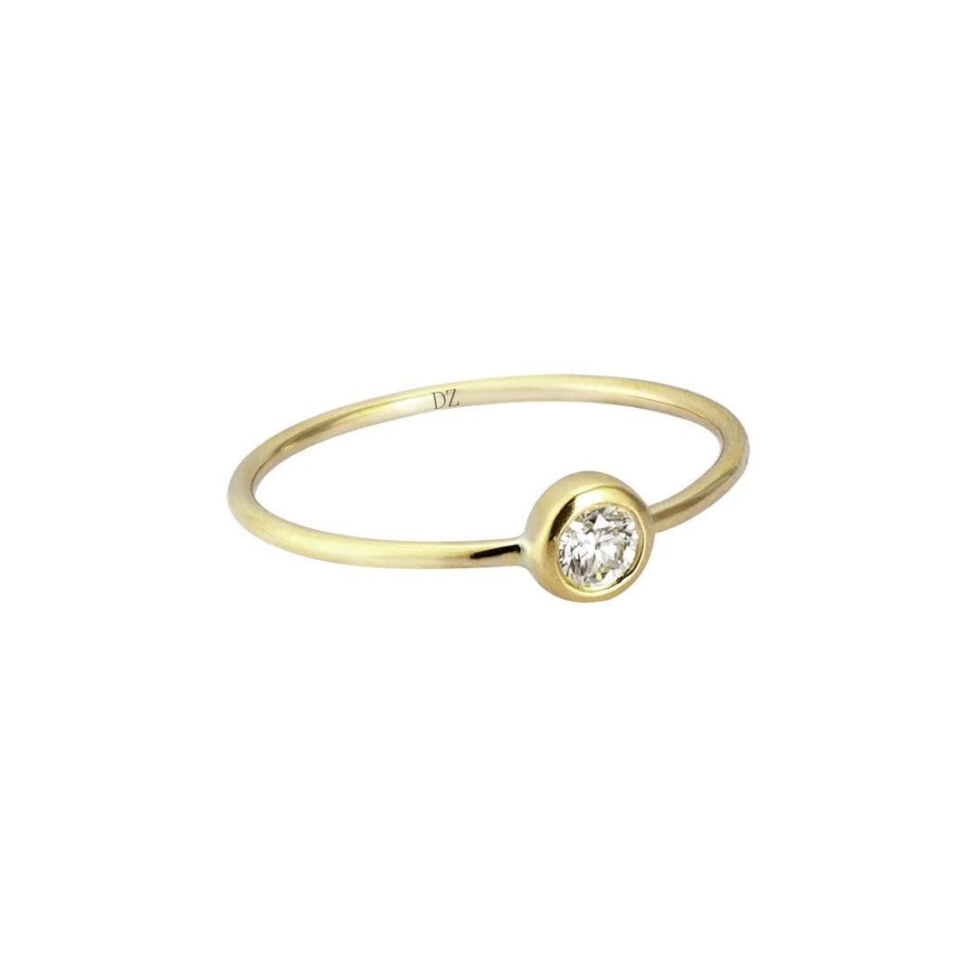 0.09 Karat Pırlanta Sarı Altın Minimal