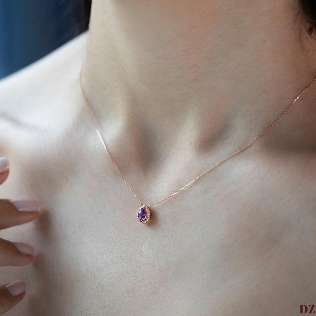0.29 Karat Özel Tasarım Pırlanta Ametist Kolye