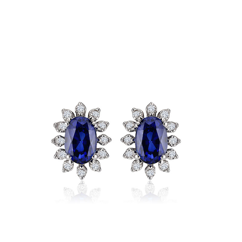 1.10 ct. Pırlanta Safir Küpe